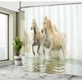 thumbnail image 5 of Ambesonne White Shower Curtain, Camargue Horses in Water, 69"Wx84"L, White Beige, 5 of 5
