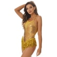 thumbnail image 3 of Yruioon Women Sparkling Sequins Fringed Dance Dress Shiny Tassel Latin Dance Dress Performance Gold L, 3 of 7