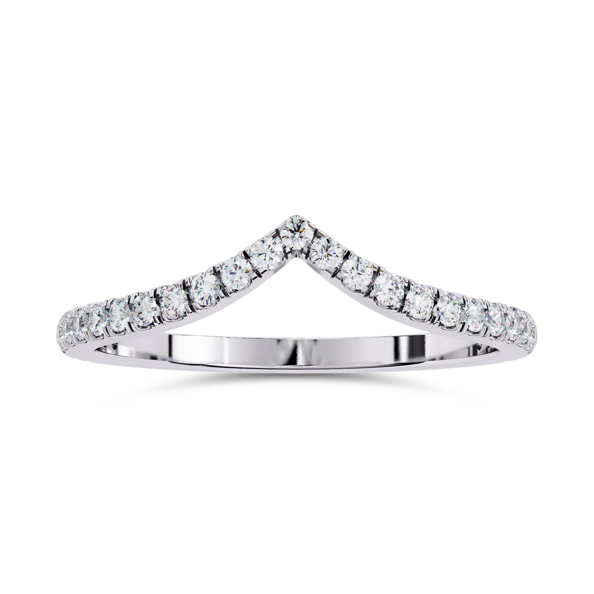 AFFY Half Eternity Curved Wedding Band Ring for Women, 0.25 Carat (ctw) Round Cut Lab Grown Diamond Ring In 14K White Gold Over Sterling Silver F-G-H, SI Quality Gifts For Her 1/4 Cttw Ring Size-4