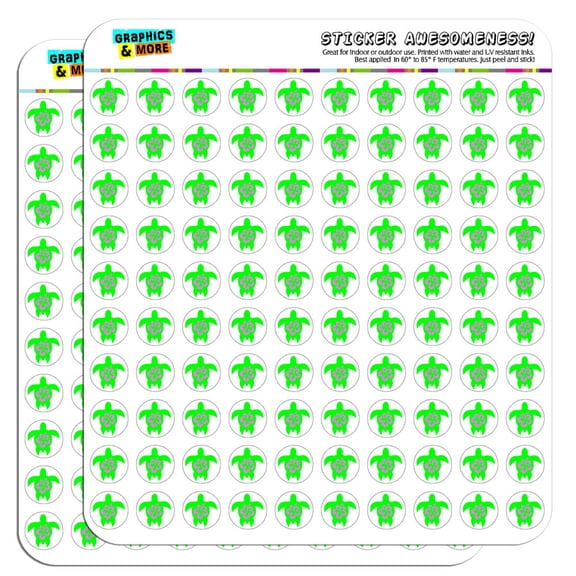 Hibiscus Turtle 1/2" (0.5") Scrapbooking Crafting Stickers