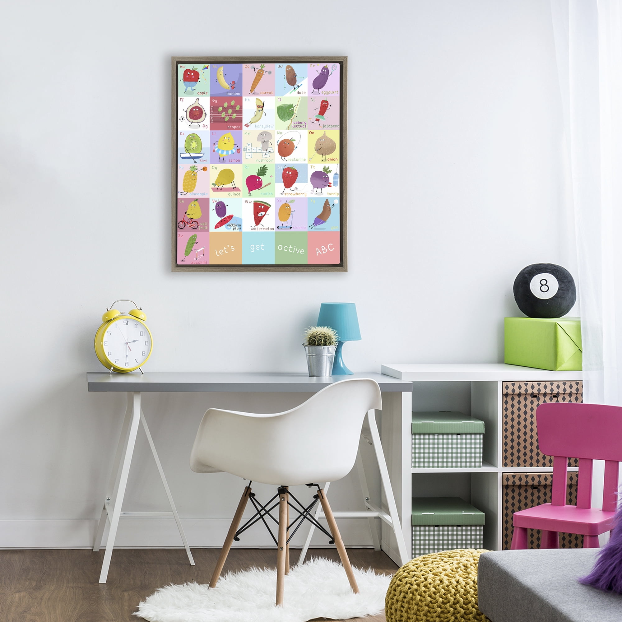 Stupell Industries Let's Get Active ABC's Brown Framed Floater Canvas Wall Art, design by Carla Daly