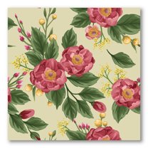 Designart ' Vintage Sweet Peas and Peonies On Beige ' Traditional Canvas Wall Art Print