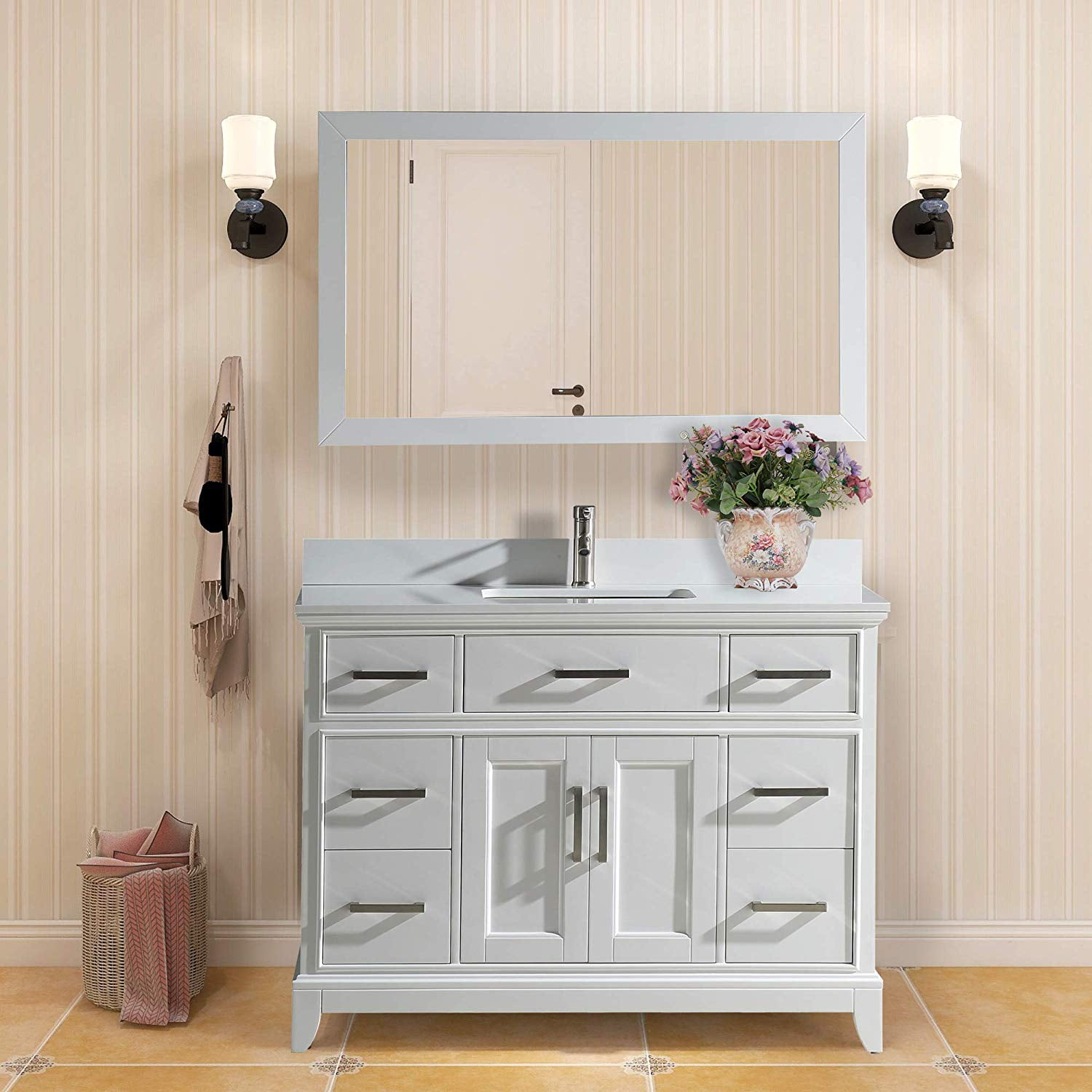 Vanity Art 48" Single Sink Bathroom Vanity Combo Set 7