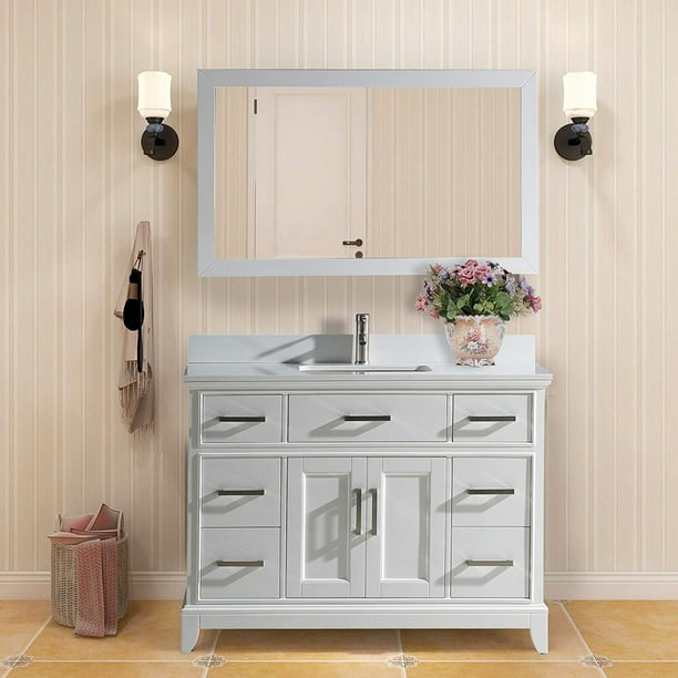 Vanity Art 48" Single Sink Bathroom Vanity Combo Set 7Drawers, 1Shelf