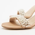 thumbnail image 4 of FSJ Women Wedding Pearl Round Open Toe Sandals Strap Chunky High Heel Ankle Buckle Comfortable Pump Bridal Party Prom Dress Shoes Size 7.5 Gold, 4 of 5