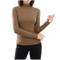 thumbnail image 5 of safuny Women's Slim Lightweight Long Sleeve Pullover Turtleneck Mock Shirts Base Layer Fall Winter Tops Gray _v XL, 5 of 5