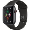thumbnail image 1 of Pre-Owned Apple Watch Series 5 44mm GPS + Cellular, Space Gray Aluminum - Black Sport Band, 1 of 1