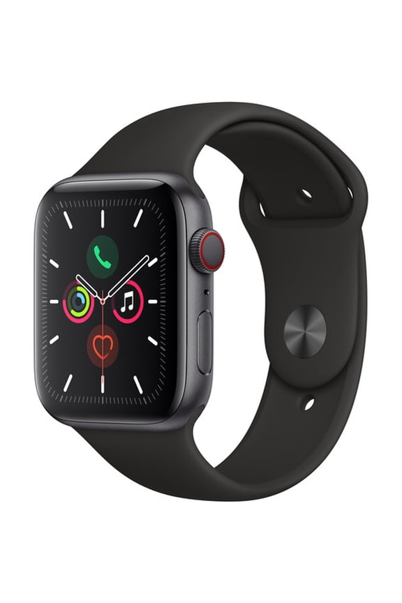 Restored Apple Watch Series 5 (GPS+Cellular, 44mm) - Space Gray Aluminum Case - Black Sport Band (Refurbished)
