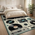 thumbnail image 3 of ODIKA 8'x10' Washable Area Rug Record Vintage Vinyl Music Retro Dj Turntable Border Player Cassette for Living Room, Under Sectional, Family , Durable, Non-Slip, 3 of 7