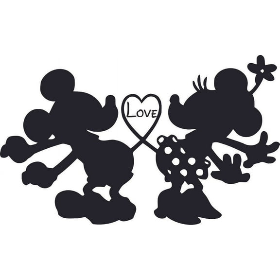 Love Minnie And Heart Customized Wall Decal - Custom Vinyl Wall Art - Personalized Name - Baby Girls Boys Kids Bedroom Wall Decal Room Decor Wall Stickers Decoration Size (15x30 inch)