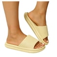 thumbnail image 5 of Cloud Slides for Women and Men Platform House Slippers Nonslip Quick Drying Soft Lightweight Shower Shoes Slip on Open Toe Sandals Yellow Size 6.5, 5 of 6
