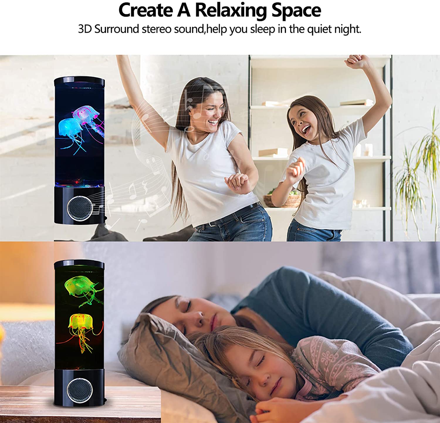 Buy Jellyfish Lava Lamp Bluetooth Speaker Aquarium Night Light MultiColor Changing with 2