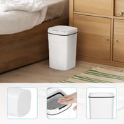 4.8 Gallon Automatic Touchless Trash Can with Motion Sensor - Slim White Bathroom & Kitchen Garbage Bin