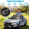 thumbnail image 4 of BMW M4 24V Kids Ride On Toy Car with Parents Remote, Electric Car with USB/MP3, Bluetooth, LED Light, Toddler Car with A Handle with Wheels and A Pull, Easy to Carry, Gift for Boys Girls 2-5, Silver, 4 of 8