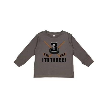 

Inktastic 3rd Birthday Ice Hockey Sports Boys Party Gift Toddler Boy Girl Long Sleeve T-Shirt