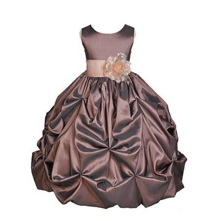 - Ekidsbridal Brown Satin Taffeta Pick-Up Bubble Flower Girl Dresses Junior Toddler Formal Special Occasions Wedding Pageant Dresses Ball Gown Dance Recital Reception Birthday Girl Party 301S