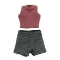 thumbnail image 1 of Camiseta sin mangas con pantalones cortos a escala 1/6, traje básico corto, disfraz realista, minifalda de verano. gris, 1 of 9