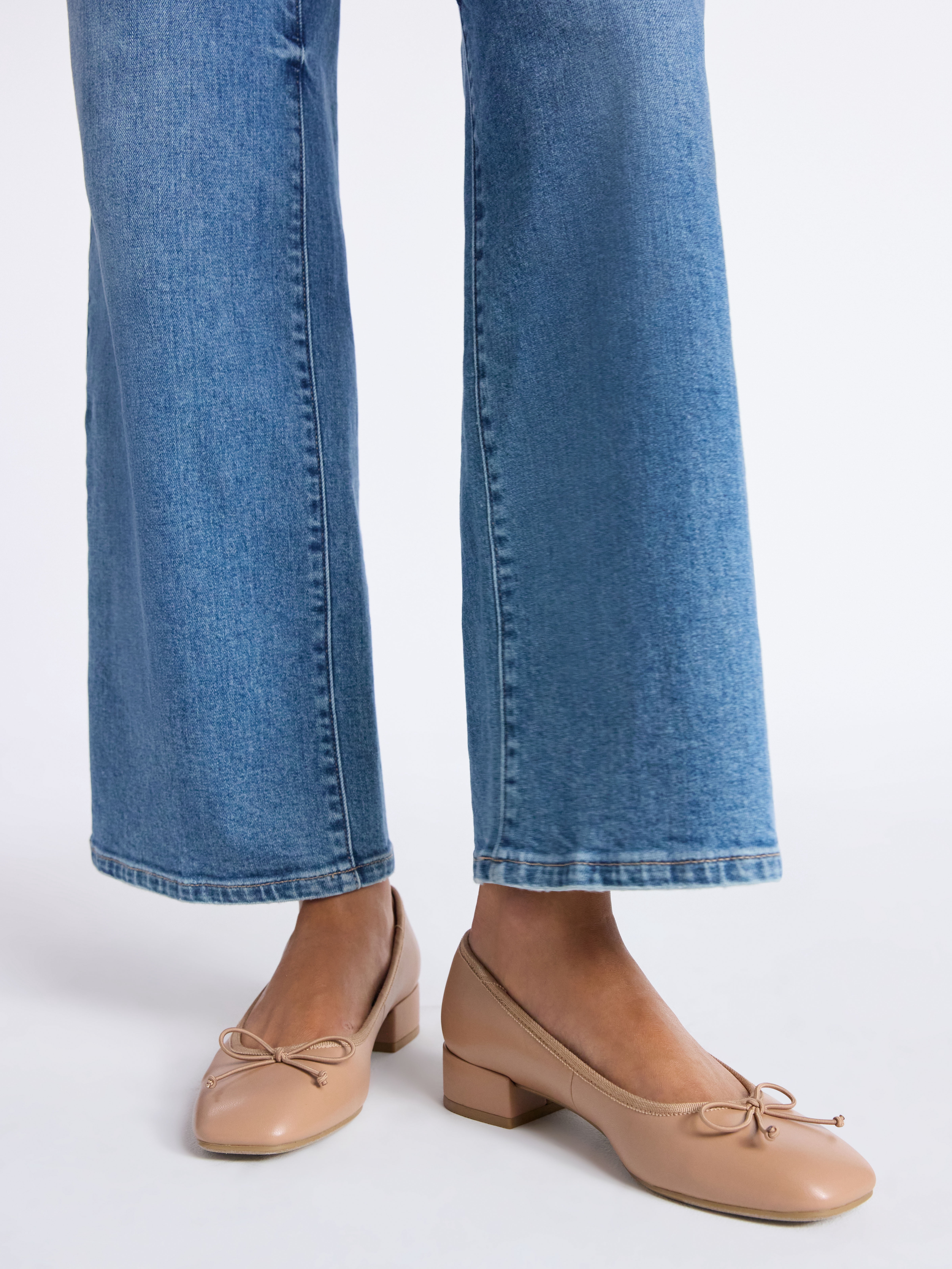 Time and Tru Women's String Bow Block Heel Ballet Shoes, Wide Width Available