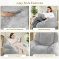 thumbnail image 4 of Giant Faux Fur Bean Bag Chair for Adults – Oversized 39" x 39" x 29" Lazy Sofa Floor Couch with High-Density Foam Filling, Grey, 4 of 7
