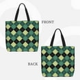 thumbnail image 3 of Ratiio Green Squares Print Reusable Grocery Bag Shopping Bags with Zipper Shoulder Shopping Handle Bag Suitable for Outdoor Convenient Daily Bag, 3 of 8