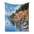thumbnail image 5 of Manta de franela suave con vista a la antigua calle mediterránea con casas de piedra en la ciudad rural de Italia para regalo de adultos, 5 of 5