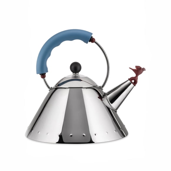 Pava Alessi 9093 de acero inoxidable de 2 L con mango azul