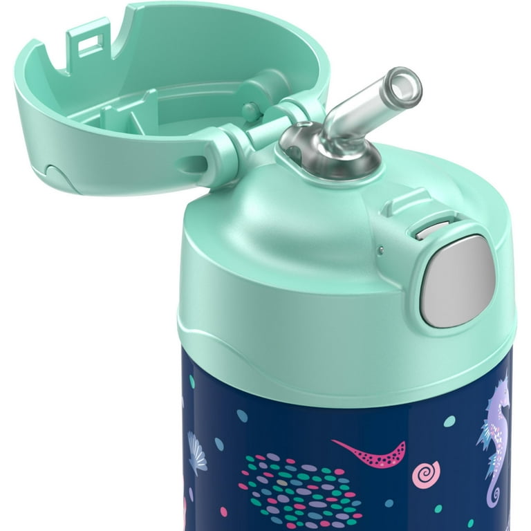 Thermos Kids Stainless Steel Vacuum Insulated Funtainer Straw Bottle, Sealife, 12oz, Size: 12 fl oz