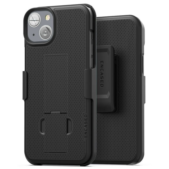 Encased DuraClip Holster Designed for iPhone 14 PLUS Case with Belt Clip and Kickstand (Matte Black)
