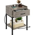 thumbnail image 2 of Oumilen Nightstand with Charging Station with Drawer, Gray, 2 of 5