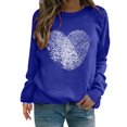 thumbnail image 2 of Baqcunre Valentine'S Day Shirts For Women Fingerprint Heart Print Round Neck Long Sleeve Top(Blue S-3XL),Long Sleeve Shirts For Women Graphic Tees For Women Holiday Tops For Women 2023 Womens Tops, 2 of 4