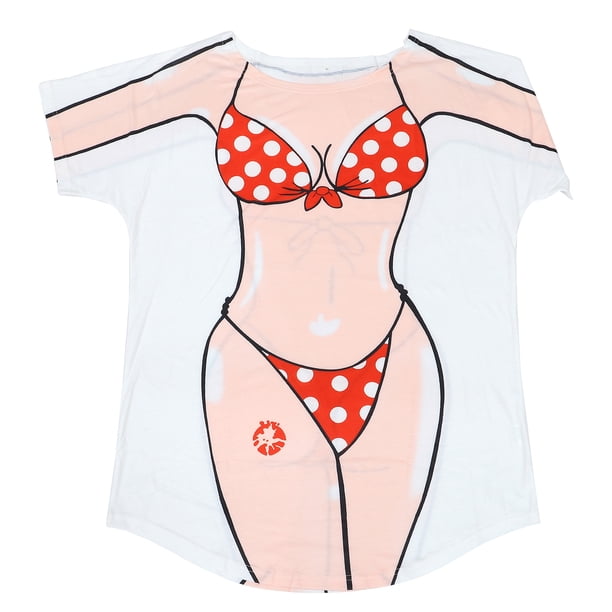 EeaseMX Camisones sueltos de manga corta, vestido de noche con estampado de Bikini, falda, ropa de playa encantadora para cubrir (patrón aleatorio, talla única)
