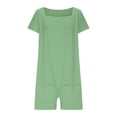 thumbnail image 4 of Sudadera de Color Sólido de las Mujeres, Manga Corta Romper de Ajuste Suelto con Bolsillos Dobles Y Detalle de Costura para el Verano Y los Viajes, Traje de Juego Casual, 4 of 6