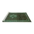 thumbnail image 2 of Ahgly Company Machine Washable Indoor Round Persian Turquoise Blue Traditional Area Rugs, 3' Round, 2 of 4