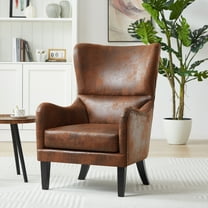 Noble House Liam Contemporary Microfiber Wingback Club Chair with Nailhead Trim, Brown