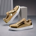 thumbnail image 2 of Golden & White Casual Sneakers - Stylish Low Top Sneakers |Golden White Sneakers|Laceup Closure with Lace-Up Closure, Mesh & Microfiber Upper, EVA Sole, All-Season Comfort, Casual Wear Sneakers, 2 of 9