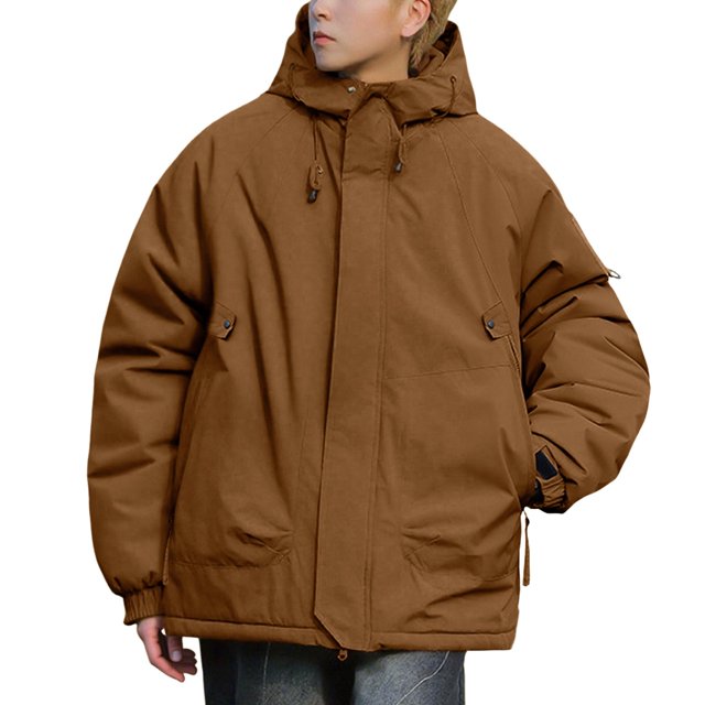 MIASHUI Veste Homme Extérieur Doublée en Peluche Coupe-Vent Imperméable pour Temps Froid Or,TG