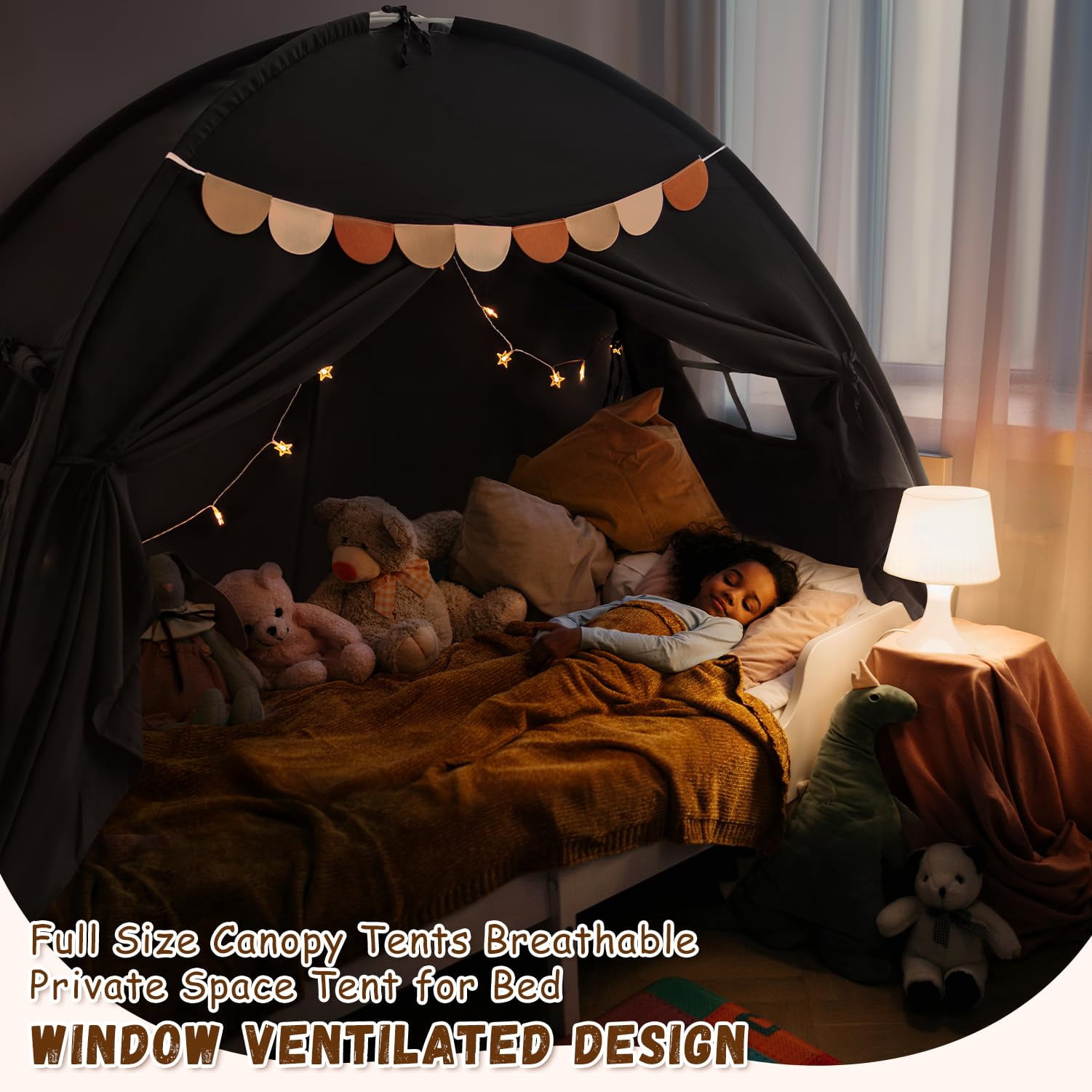 Full Size Bed Bunk Tents Dream Tent On Space Blackout Sleeping Indoor Floor Portable Drafty Playhouse For Girl Birthday House Gift