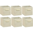 6Pack SimpleHouseware Beige Fabric Foldable Storage Cubes Square