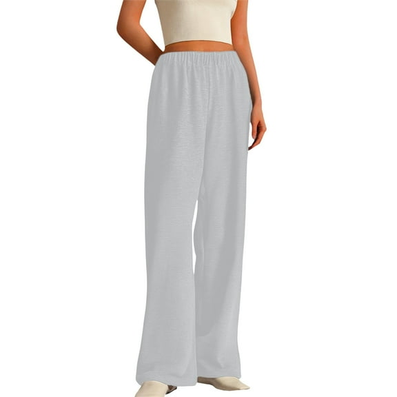 MEZZALL Solid Color Women Casual Pants Trousers Slacks High Waisted Straight Leg Pants Comfortable Elastic Waist Trousers For Daily Wear Commute And Sports Classic Female Dailywear