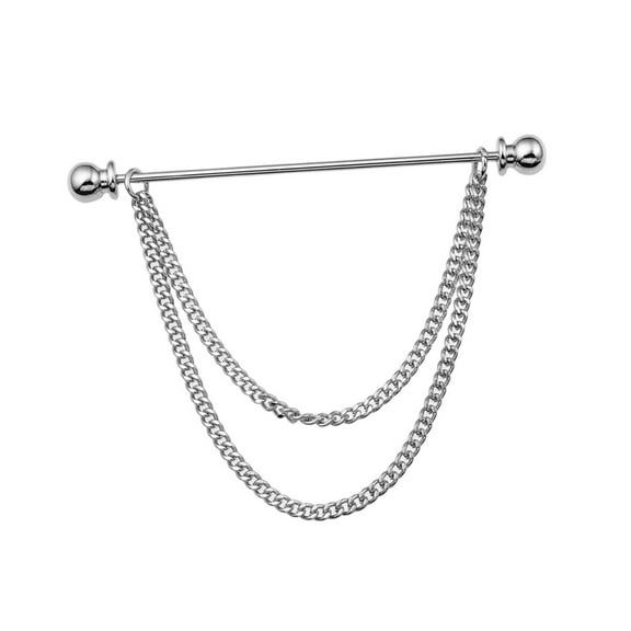 Fashion Mens Shirt Collar Pins Lapel Pin Buckle Chain Brooch Pin suits Shirt Pin Argent