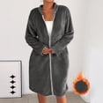thumbnail image 2 of Robe Soft Bathrobe For Winter Button Warm Loungewear, 2 of 9