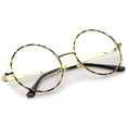 thumbnail image 5 of zeroUV Unisex Retro Lennon Style Mid Size Metal Frame Clear Lens Round Glasses 51mm (Tortoise-Gold / Clear) - 51mm, 5 of 5