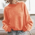 thumbnail image 2 of Fiaer,Women's Casual Crew Neck Sweatshirt Loose Soft Long Sleeve Pullover Plus Size Solid Trendy Cozy Tops Orange XXL, 2 of 6