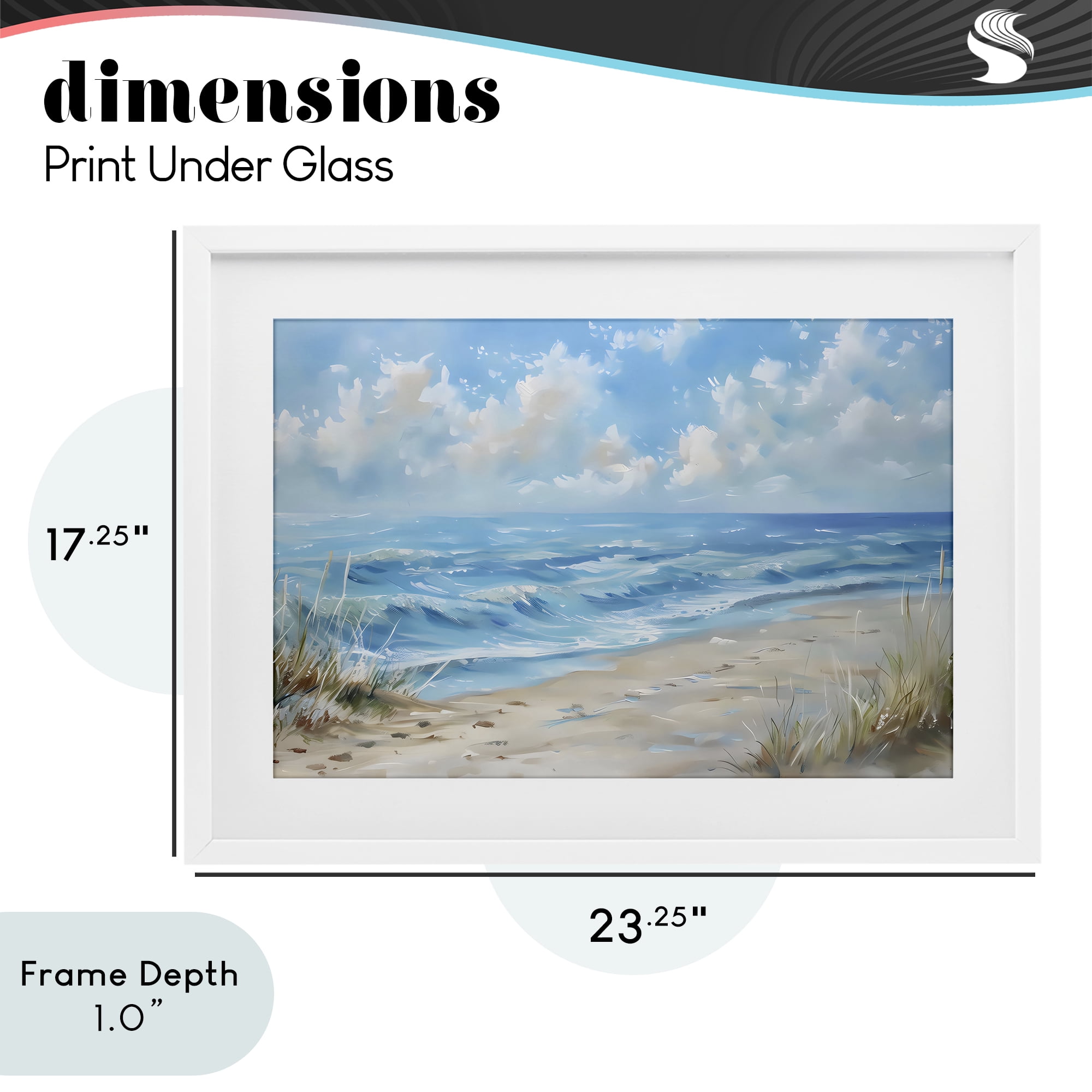 Stupell Industries Coastal Tranquility Horizon White Framed Print Under Glass, design by Creative Studio