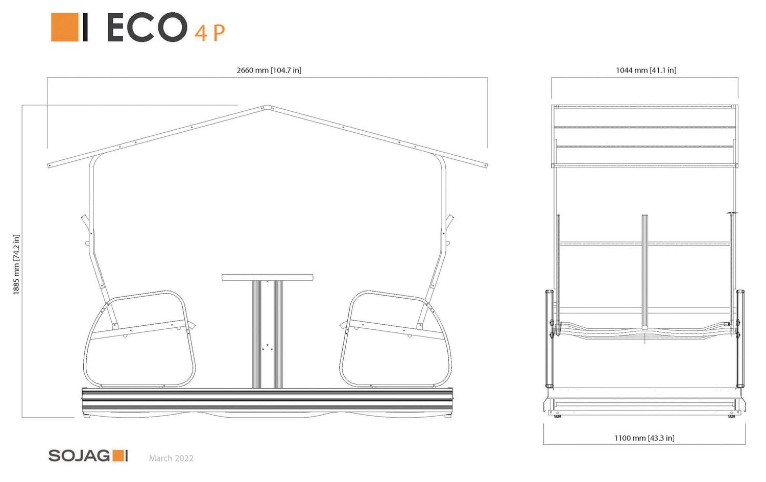 Sojag, balançoire de jardin 4 places Eco