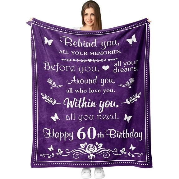 60th Birthday Gifts for Women Men, Happy 60th Birthday Gift Ideas Male, Birthday Gifts for 60 Year Old Woman, 60 Year Old Gifts for Women Men, 60th Birthday Decorations Throw Blanket 50”x 60”