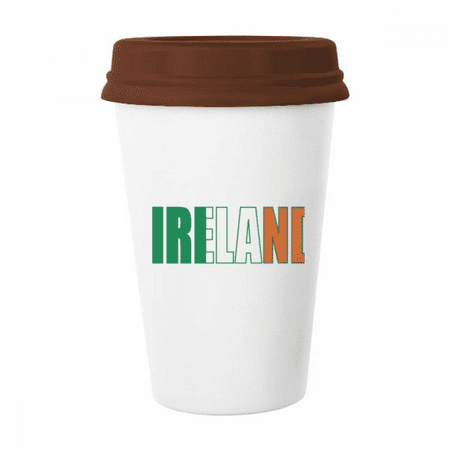 

Ireland Country Flag Name Mug Coffee Drinking Glass Pottery Cerac Cup Lid