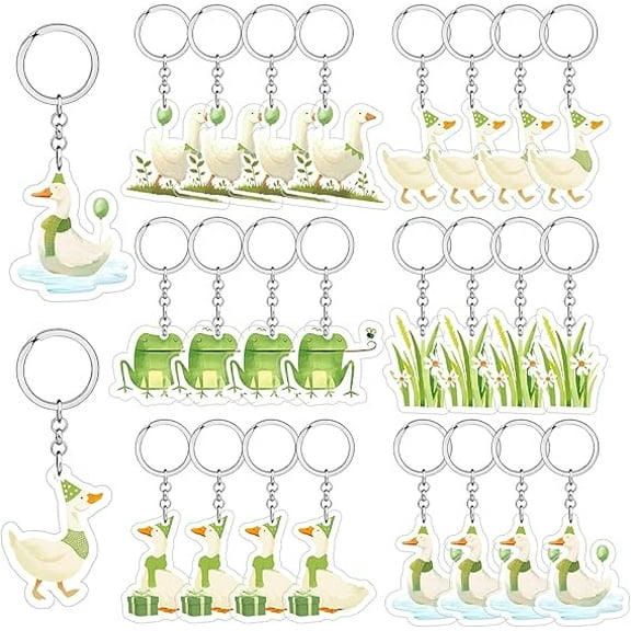 24Pcs Silly Goose Keychain Party Favors Goose Acrylic Keychains Goose Gifts Accessories Green for Kids Birthday Baby Shower Party Favors Funny Gifts Classroom Prizes