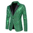 thumbnail image 2 of KeShDi Blazers For Men Men's Fashion Solid Color Long Sleeved Lapel Sequin Breasted Suit Jacket Green 4X, 2 of 8