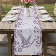 thumbnail image 4 of Purple Crane Silhouette Table Runner 48 Inches, Modern Abstract Flowers Botanical Bed Runner Dresser Scarves Tabletop for Indoor Outdoor Parties/Ceremony/Banquet, 13" x 48", 4 of 9